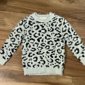 Jessica Simpson Girl's Black and Gray Cheetah Print Crew Neck Sweater Size 5/6